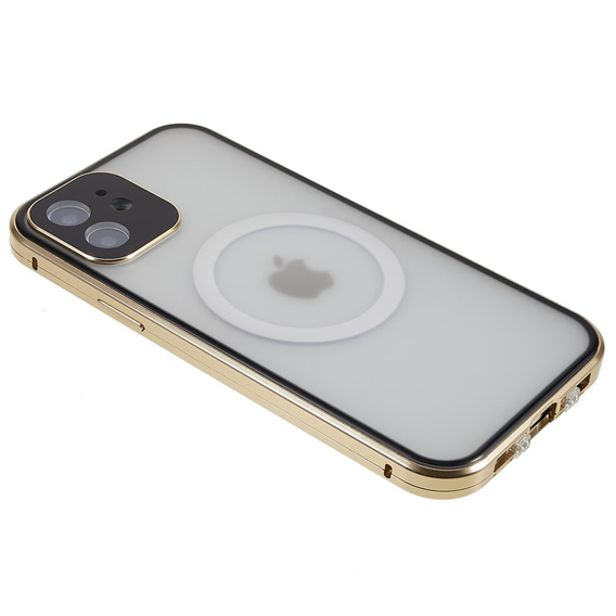 Magnetic Dual Glass MagSafe case for iPhone 12, gold