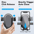 Car windshield mount with adjustment and automatic clamping for smartphones from 6 to 8.5 cm wide