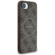 GUESS Case for iPhone 16E, 4G Ring Classic Logo, brown