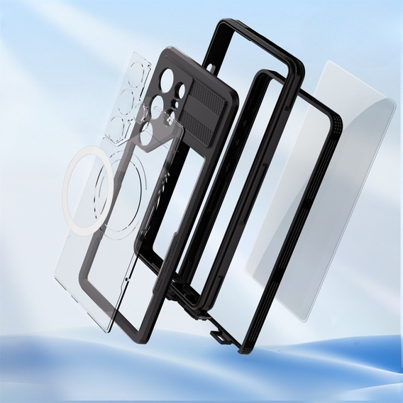 Waterproof case for Samsung Galaxy S25 Ultra, Redpepper, for MagSafe, black