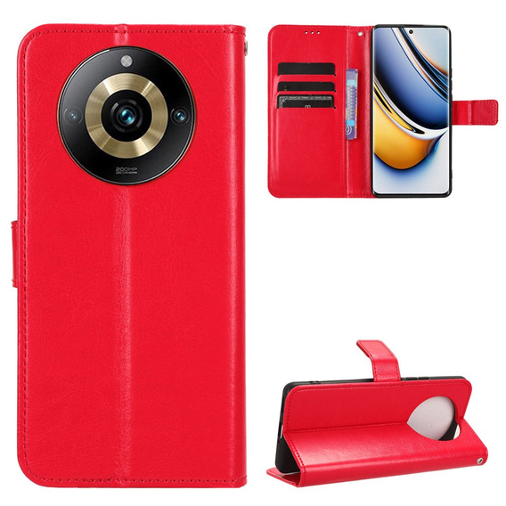 Flip case for Realme 11 Pro 5G / Pro+ 5G, Crazy Horse Wallet, red