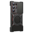 Case for Samsung Galaxy S24 Ultra, Kickstand Bumper, with lens cover, for MagSafe, black / red