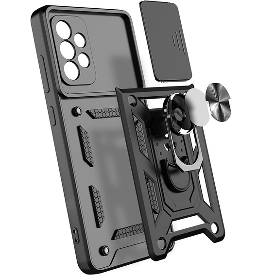 Armored case for Samsung Galaxy A13 4G, armored Slide Ring, black + 9H glass