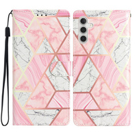 Flip case for Samsung Galaxy A25 5G, Wallet Marble, pink + 9H glass