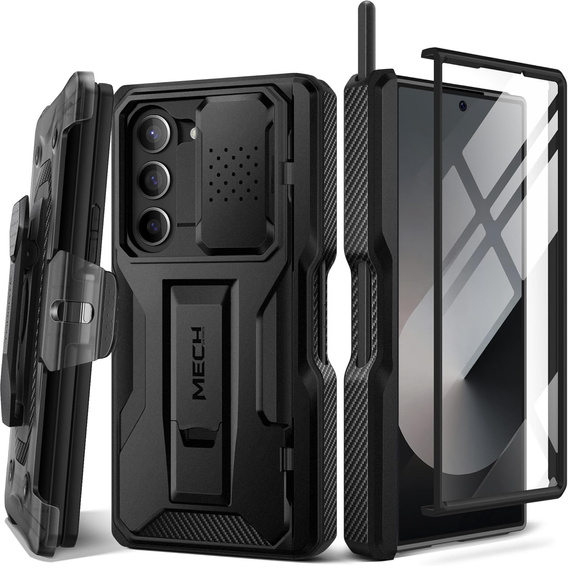 Case for Samsung Galaxy Z Fold6 5G, Tongate MECH Series with stand, black