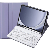 Case + keyboard Samsung Galaxy Tab A9, Leather Pen Slot, purple
