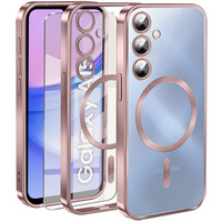 Case for Samsung Galaxy A15 4G/5G, Electro MagSafe, pink + Screen Glass