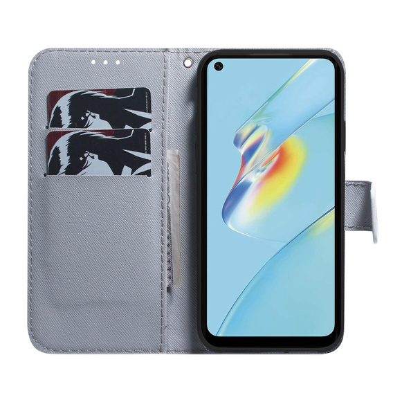 Flip case for Oppo A17, Wallet flowers, blue