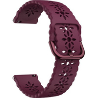 Silicone strap for 20mm Soft Hollowed-out, Wine Red