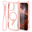 Case for iPhone 16 Pro Max, for MagSafe, Cute Cat, pink + Screen Glass
