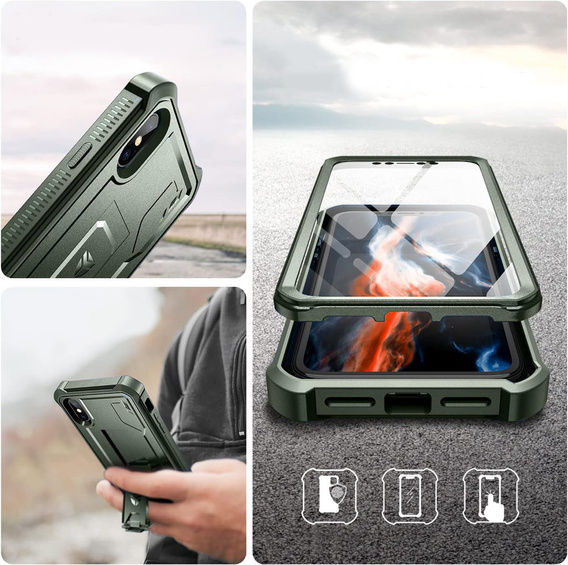 Armored case for iPhone X / XS, Dexnor Full Body, green