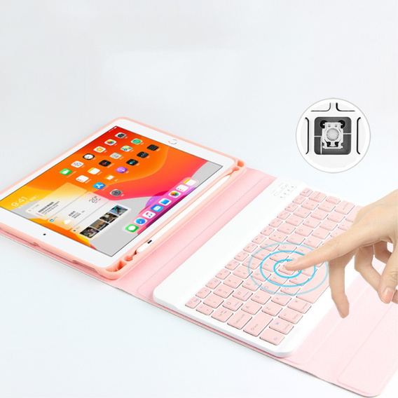 Case + keyboard iPad 10.2 7/8/9 gen 2019/2020/2021, Keyboard Cover Pen Slot, pink rose gold
