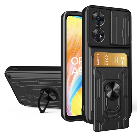 Armored case for Oppo A98 5G, Camera Slide Card Slot, black