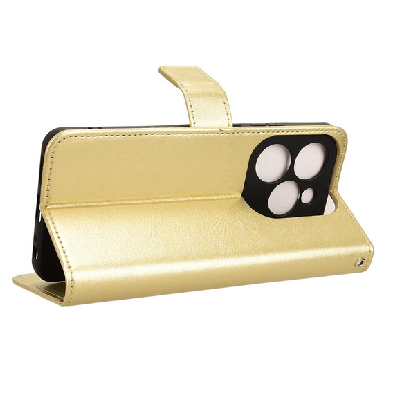 Flip case for Infinix Hot 40i, Crazy Horse Wallet, gold