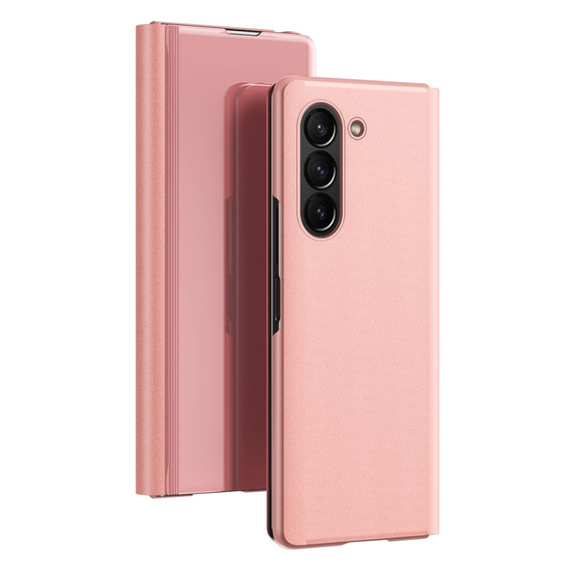 Case for Samsung Galaxy Z Fold 5 5G, Clear View, pink rose gold