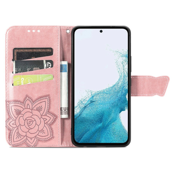 Flip case for Samsung Galaxy A56, Butterfly, pink rose gold