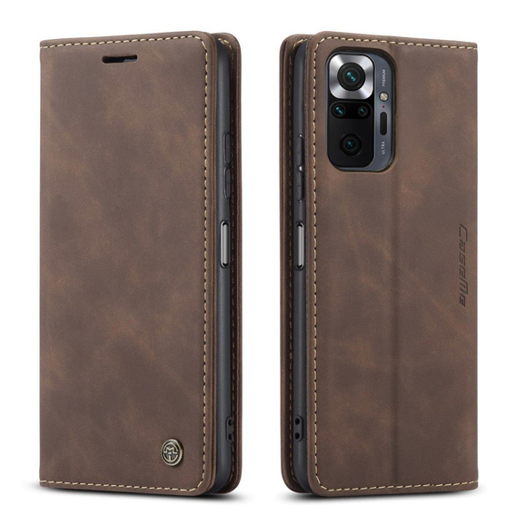 CASEME case for Xiaomi Redmi Note 10 Pro, Leather Wallet Case, coffee