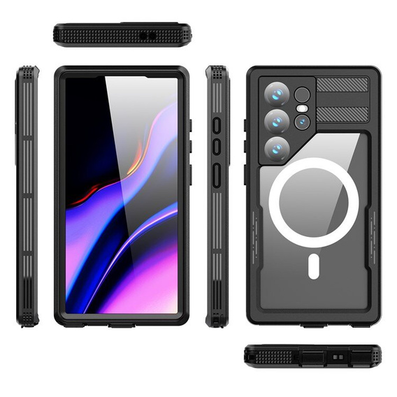 Waterproof case for Samsung Galaxy S24 Ultra, Redpepper, for MagSafe, black