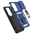 Armoured case with stand and lens cover for Samsung Galaxy S26 Plus, blue