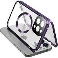 Magnetic Dual Glass MagSafe case for iPhone 15 Pro Max, purple
