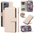 Flip case for Motorola Edge 50 Neo / Motorola ThinkPhone 25, Rhombus Crossbody Leather, beige