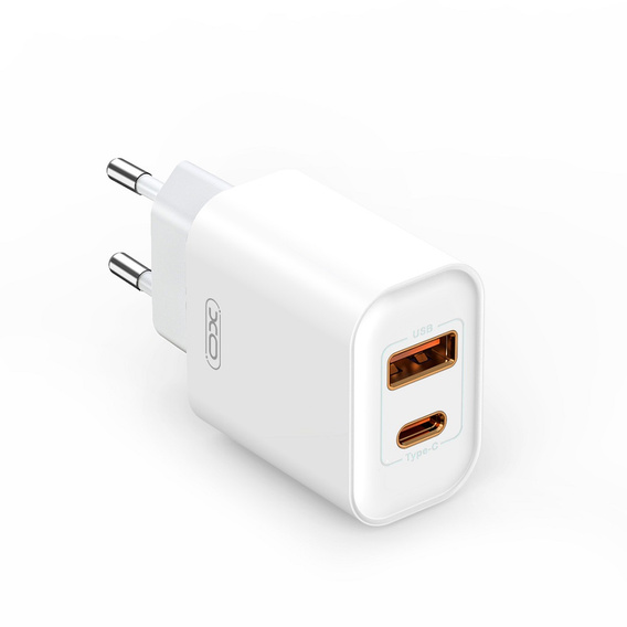 XO CE12 Power charger, USB-C, 20W + USB-C - Lightning cable, White