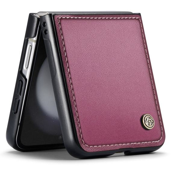 Case for Samsung Galaxy Z Flip7 FE / Z Flip6, CASEME Litchi Leather, red
