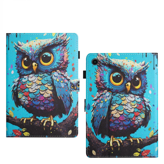 Case for Lenovo Tab M10 Plus TB-X606F, with flap, owl