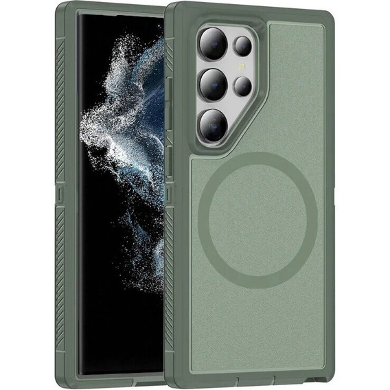 Case with frame for Samsung Galaxy S22 Ultra, for MagSafe, green