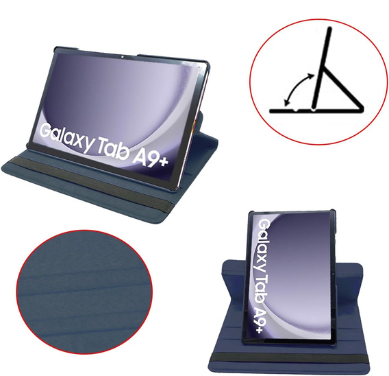 Case for Samsung Galaxy Tab A9+ TB330FU 10.95", Rotating 360, dark blue