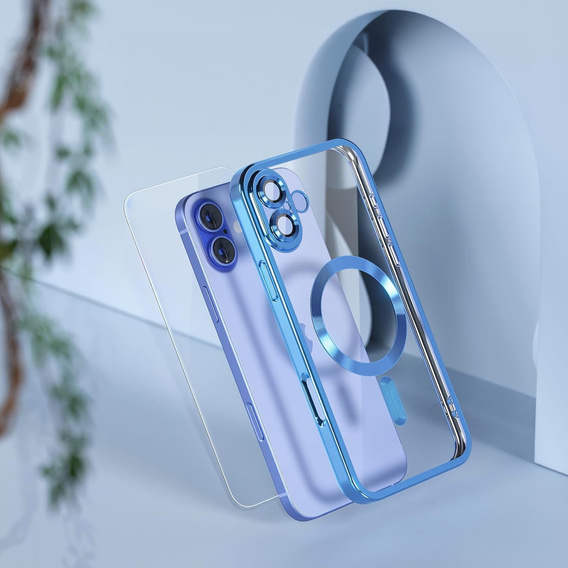 Case for iPhone 16 Plus, Electro MagSafe, blue + Screen Glass