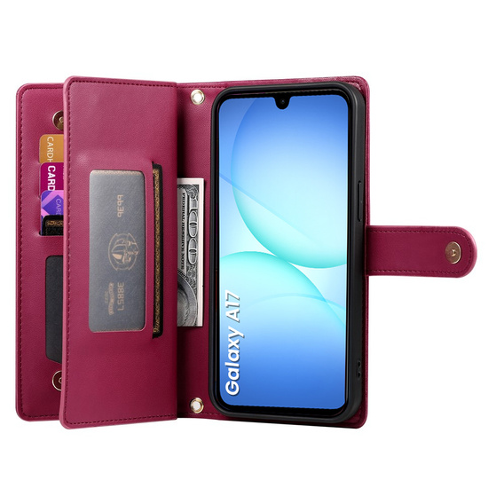 Wallet Zipper Pocket flip case for Samsung Galaxy A17 5G, Wallet Zipper Pocket, red