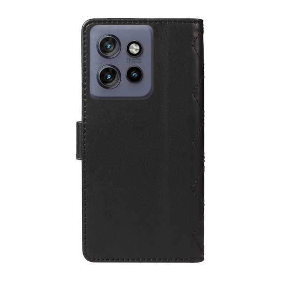 Flip case for Motorola Edge 50 Neo / Motorola ThinkPhone 25, Rhombus Crossbody Leather, black