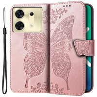 Flip case for Infinix Zero 30 5G, Butterfly, pink rose gold