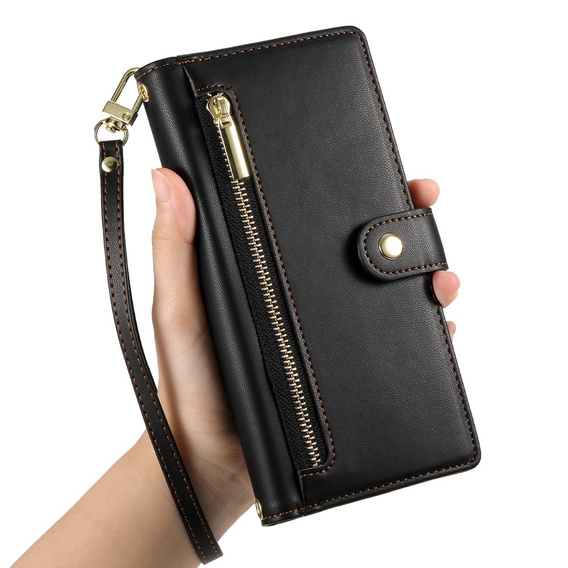 Flip case for Oppo Reno 13F 5G, Wallet Zipper Pocket, black