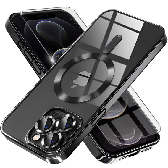Case for iPhone 12 Pro, Electro MagSafe, black + Screen Glass