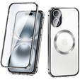 Magnetic Dual Glass MagSafe case for iPhone 16, silver