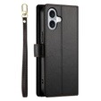 Flip case for iPhone 16 Plus, Wallet Zipper Pocket, black