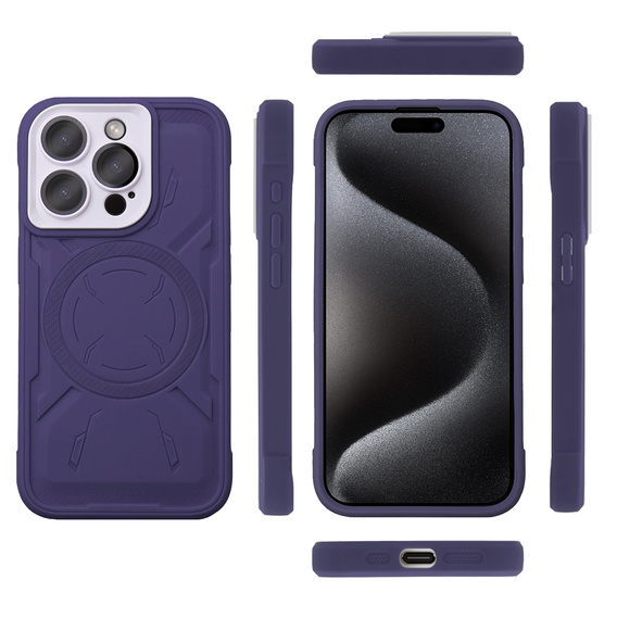 Case for iPhone 15 Pro, ERBORD Armor Mag, purple