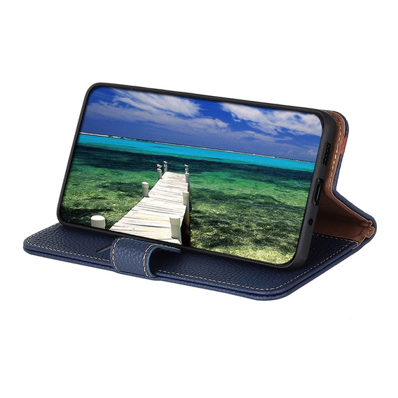 KHAZNEH RFID case for Xiaomi Poco F6, Litchi Texture, blue