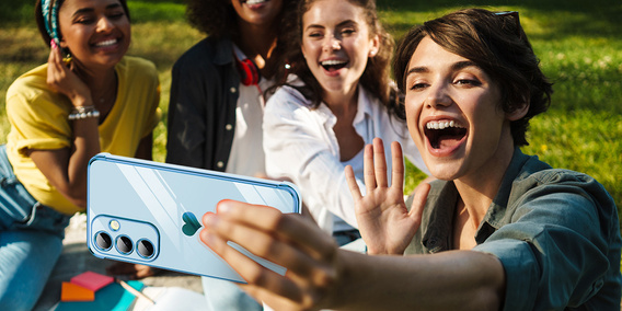 Case for Samsung Galaxy A56, Electro heart, blue + Glass 9H