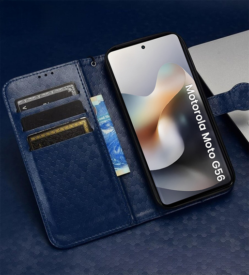 Flip case for Motorola Moto G56 5G, Wallet Rhombus, blue