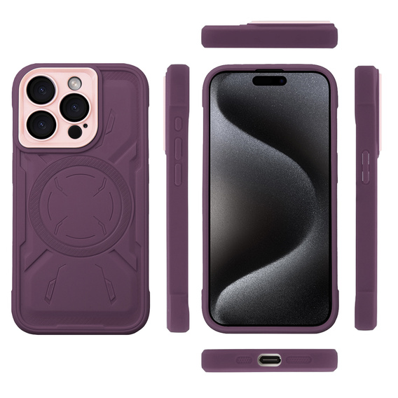 Case for iPhone 15 Pro Max, ERBORD Armor Mag, maroon