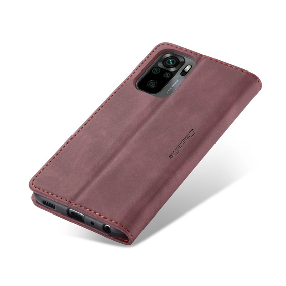 CASEME case for Xiaomi Redmi Note 10 / 10S, Leather Wallet Case, maroon
