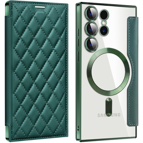 Flip case for Samsung Galaxy S24 Ultra, RFID Wallet MagSafe CamShield, green
