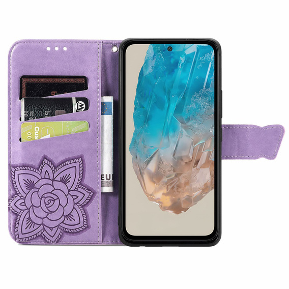 Flip case for Samsung Galaxy M35, Butterfly, purple