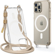 Case with lanyard for iPhone 16 Pro, ERBORD MagSafe, transparent + Glass for screen