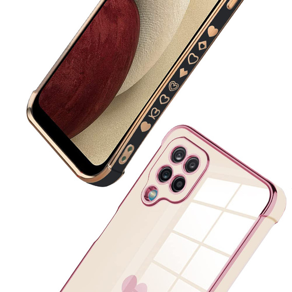 Case for Samsung Galaxy A12 / M12 / A12 2021, Electro heart, pink rose gold
