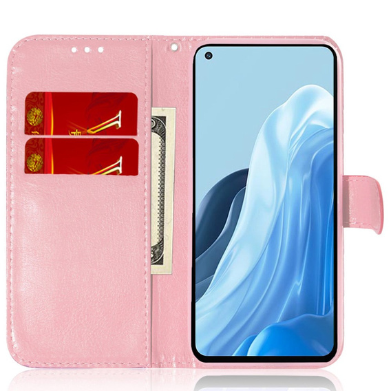 Flip case for Oppo A17, Wallet mandala, pink