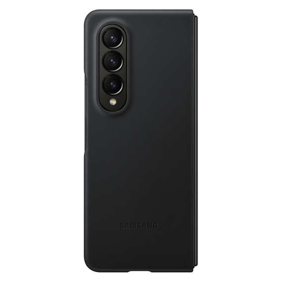 The original Samsung Case for Galaxy Z Fold 4, Leather Flip Cover, black